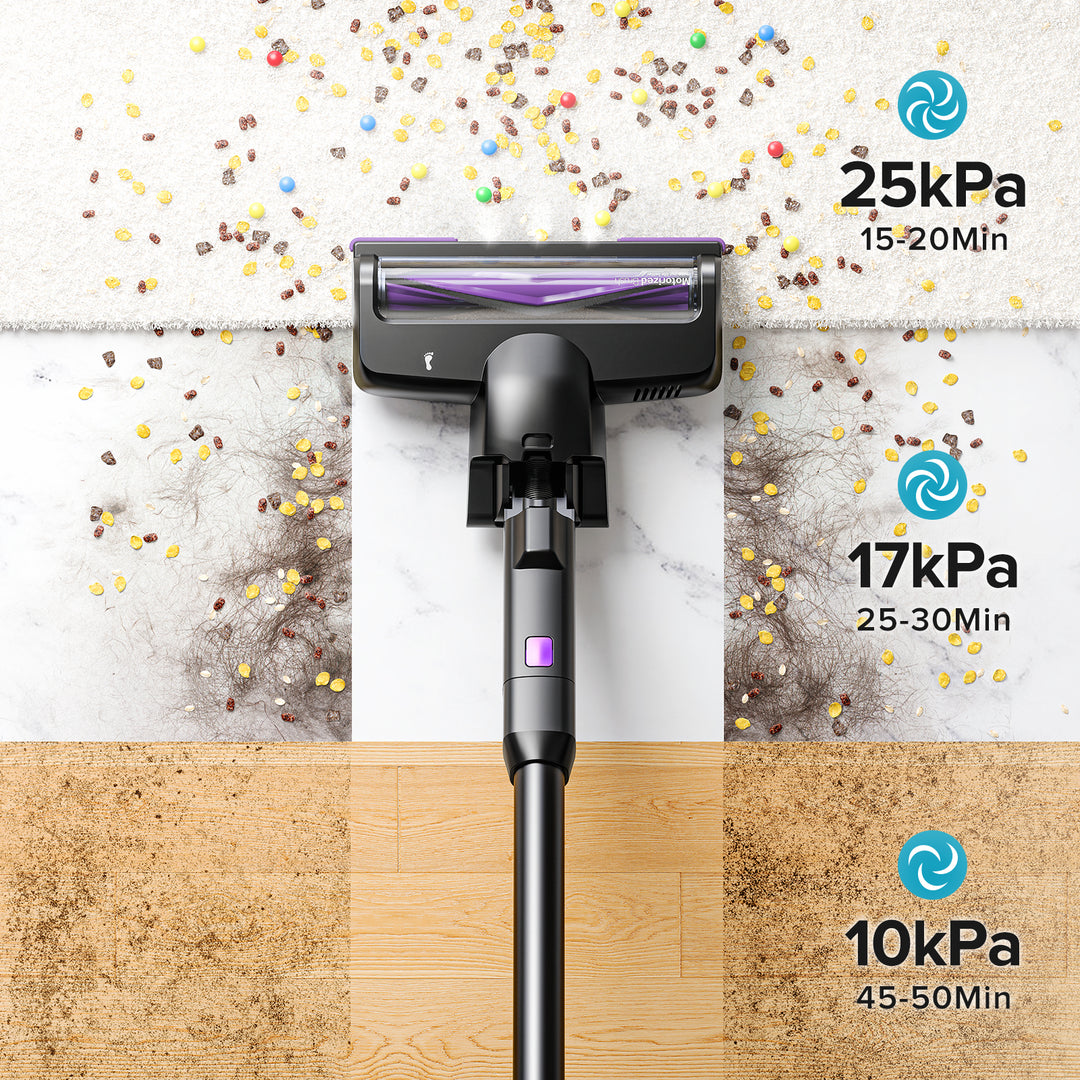 With flexible suction power and a rotating floor nozzle, the 202 seamlessly cleans all floor types – efficiently and thoroughly, from living room to kitchen.