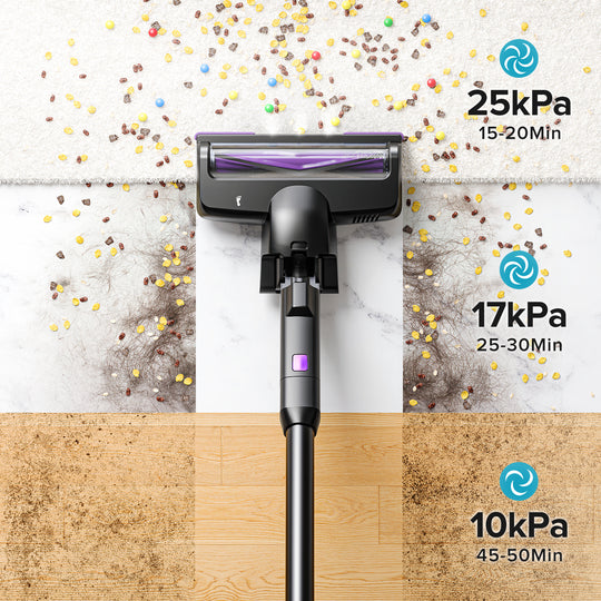 With flexible suction power and a rotating floor nozzle, the 202 seamlessly cleans all floor types – efficiently and thoroughly, from living room to kitchen.