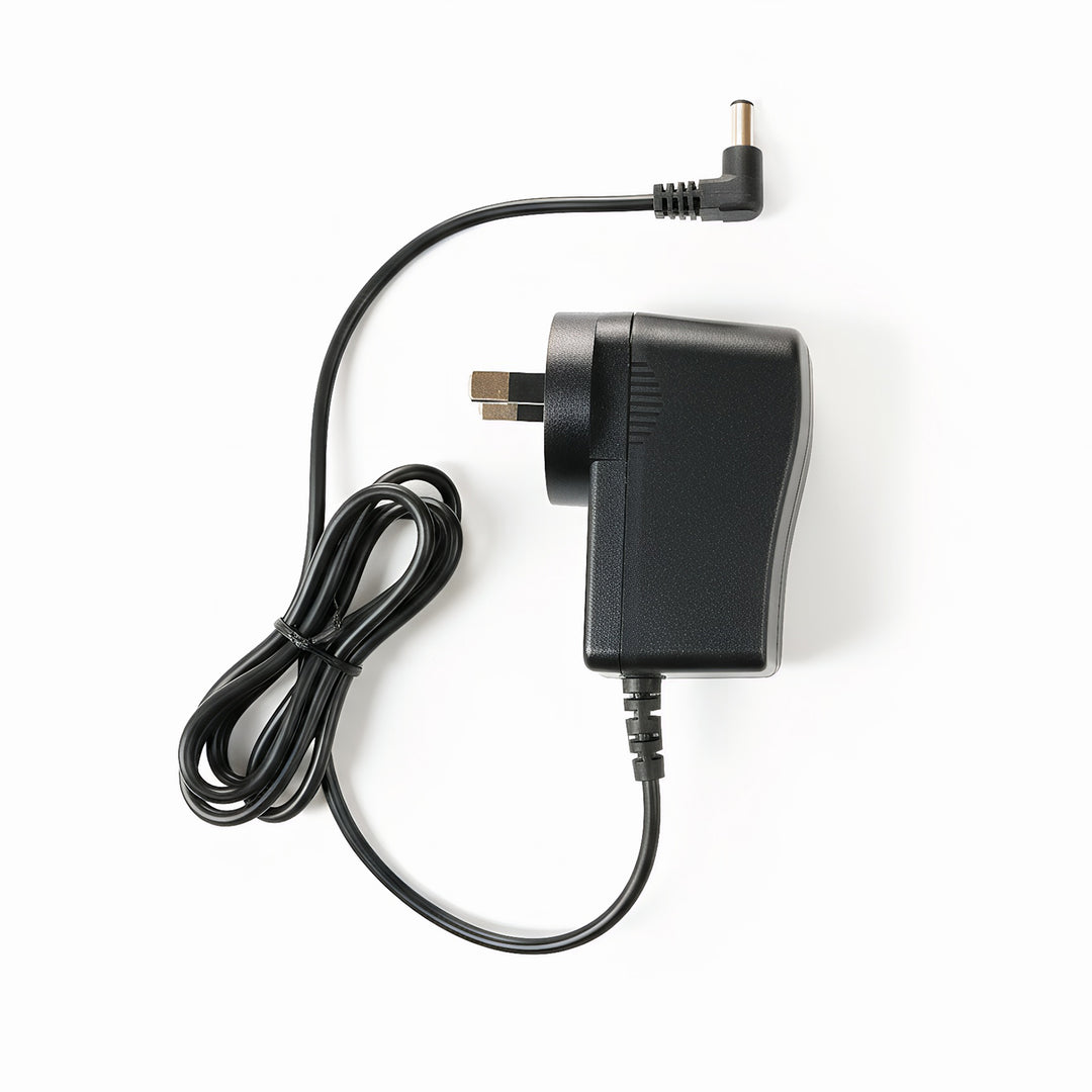 A power supply charger with a cable for a 202 vacuum cleaner. The charger has a black body with a two-pronged plug and a cylindrical connector at the end of the cable.