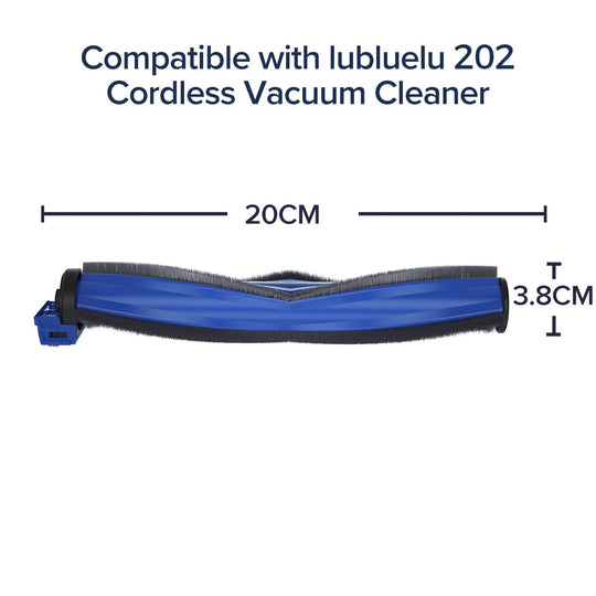 A roller brush accessory compatible with lubluelu 202 cordless vacuum cleaner, predominantly blue in color with black ends.