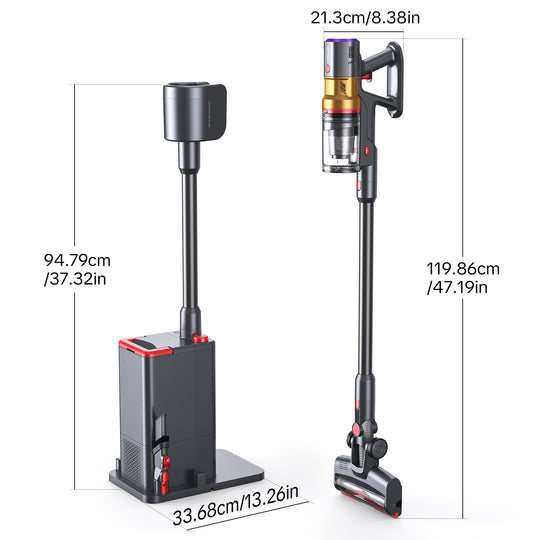 lubluelu X1000 Cordless Vacuum Cleaner with dimensions labeled.