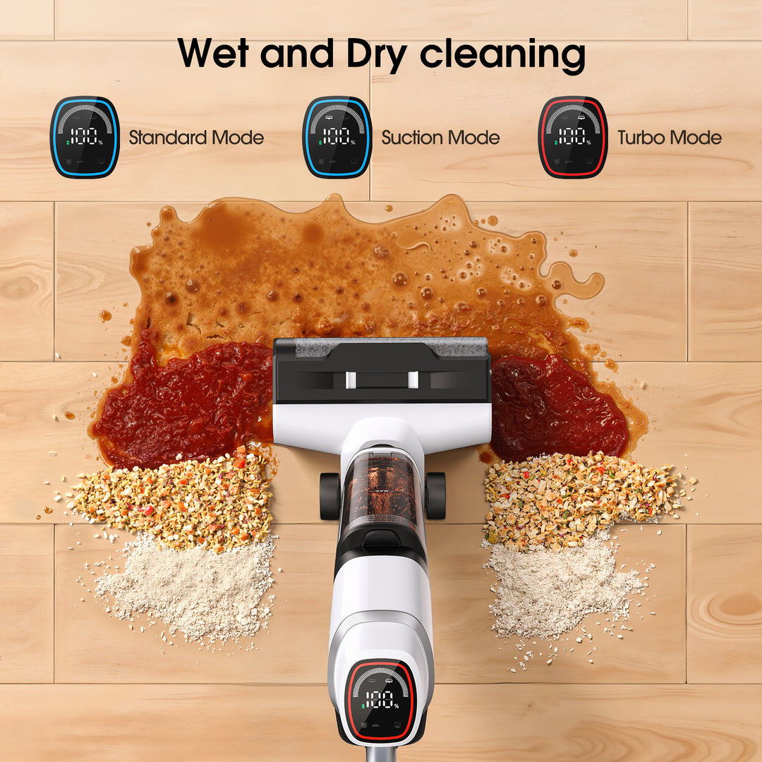 Wet and Dry cleaning: standard mode,suction mode,turbo mode