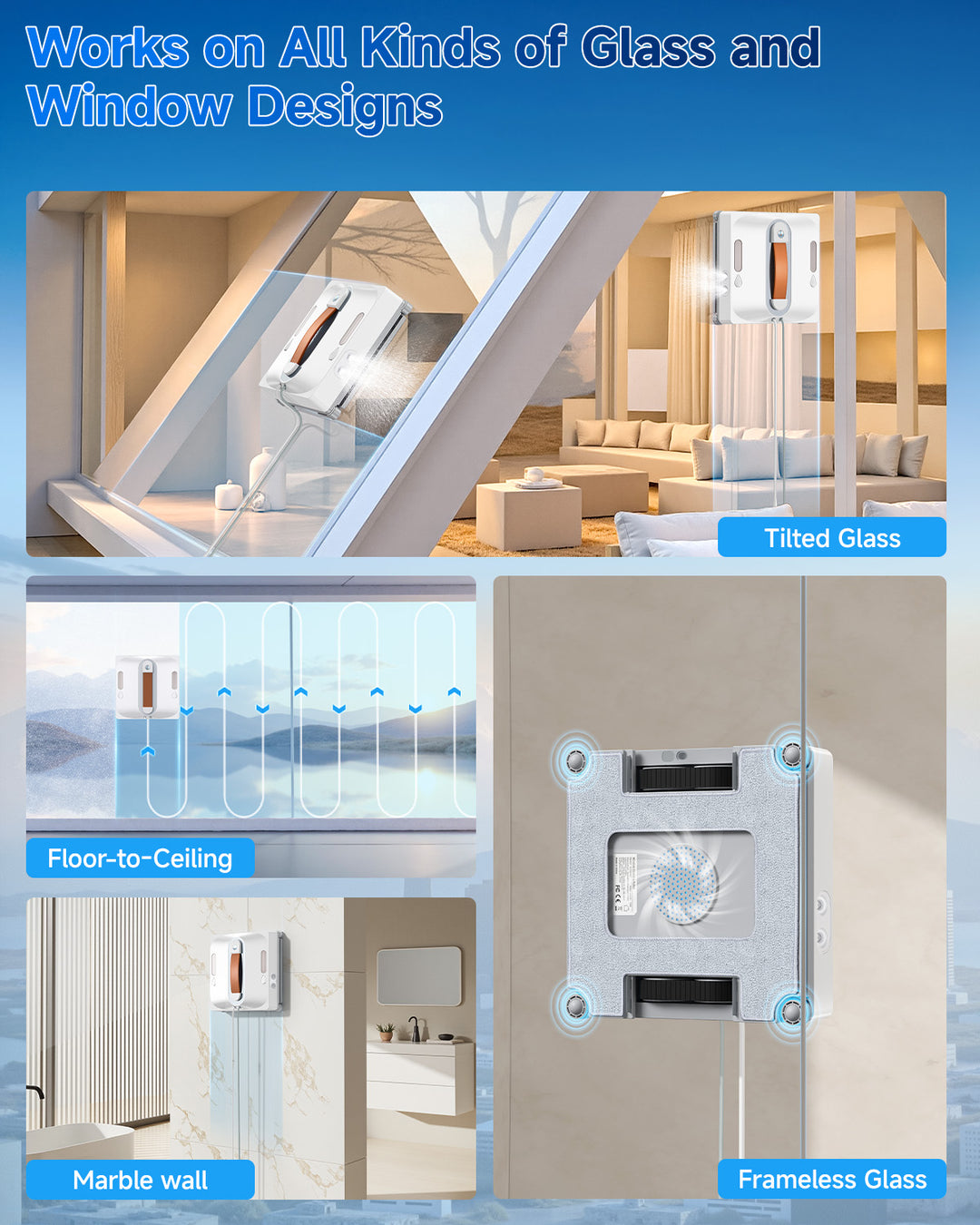 Works on All Kinds of Glass and
Window Designs