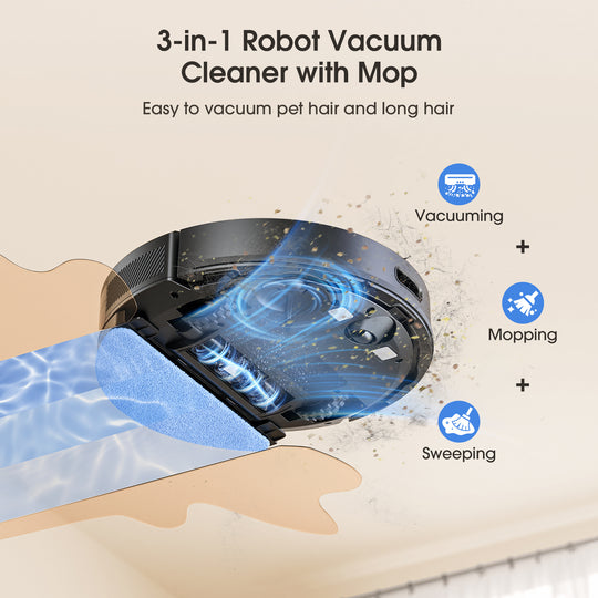 3-in-1 Robot Vacuum Cleaner with Mop
Easy to vacuum pet hair and long hair